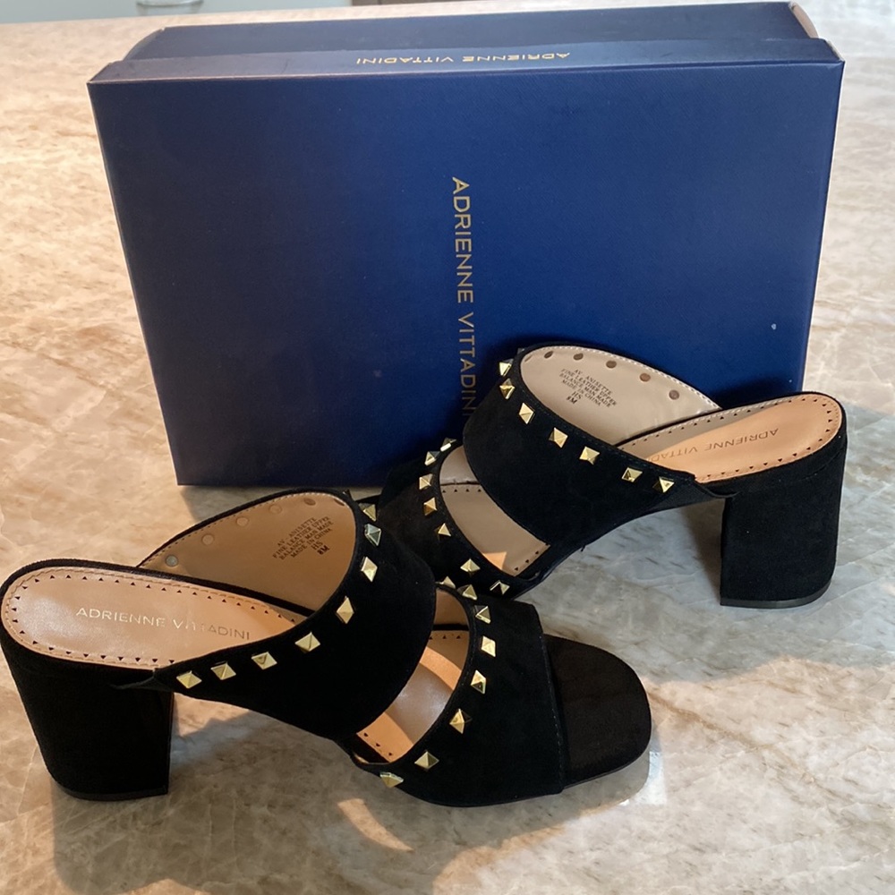 Adrienne Vittadini Anisette black suede slides